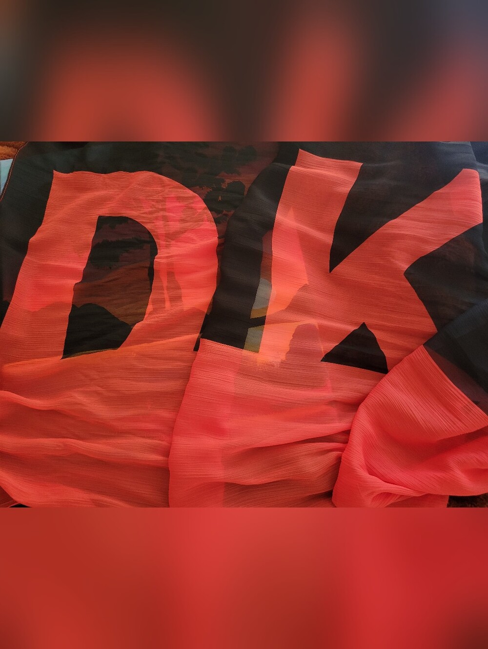 DKNY Black And Red Overized  Wrap , Scarf